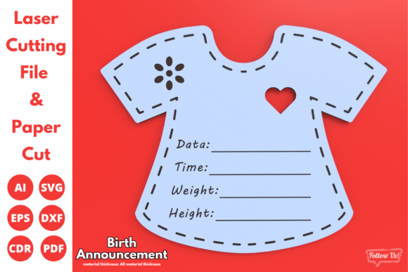 Download Birth Announcement, Laser Cut Files, Svg - Cut file Collection