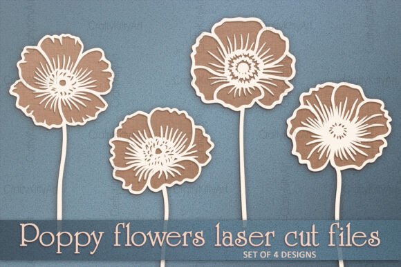 Download 3D Poppy Flowers SVG Paper Laser Cutting - Laser cutting Collection
