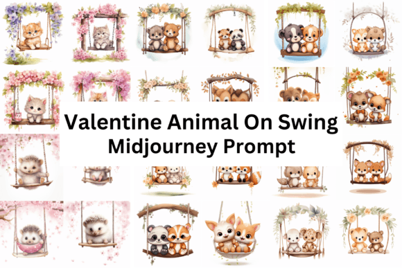 Download Cute Valentine Animal on Swing Clipart - Animal Collection