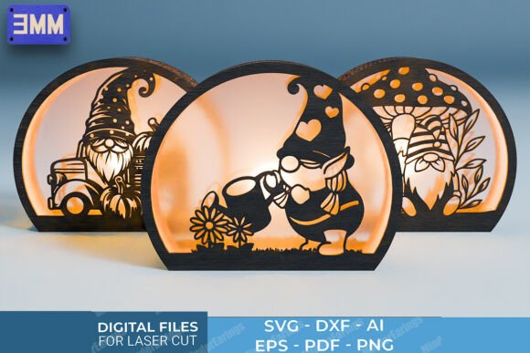 Download 3D Gnome Lantern Laser Cut Files - Cut file Collection