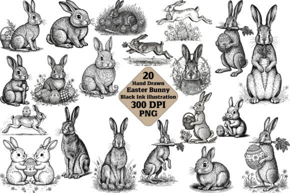 Download 20 Hand Drawn Easter Bunny Vector - Easter bunny vector Collection