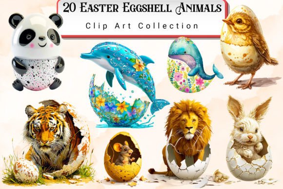 Download Easter Eggshell Animals Clipart Bundle - Animal Collection