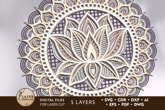 Download Multilayer Laser Cut File MANDALA LOTUS - Cut file Collection
