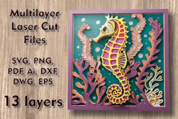 Download Seahorse 3D Multilayer Laser Cut Files - Cut file Collection