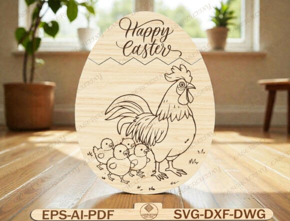 Download Chicken Easter Egg Sign Laser Cut File - Cut file Collection