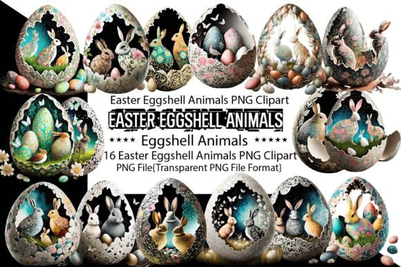 Download Easter Eggshell Animals Sublimation - Animal Collection