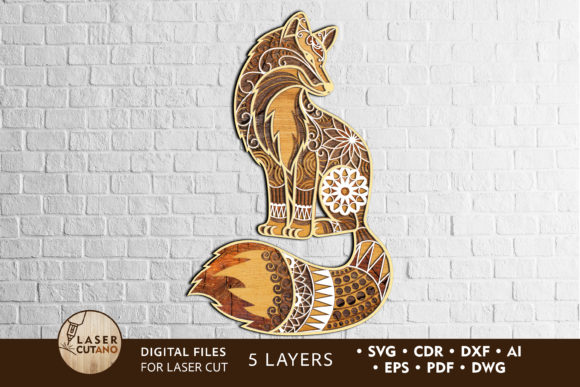 Download Multilayer Laser Cut File FOX, Mandala - Cut file Collection